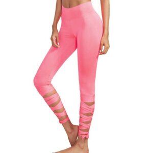 Pink Wide Waistband Tie Up pants Leggings